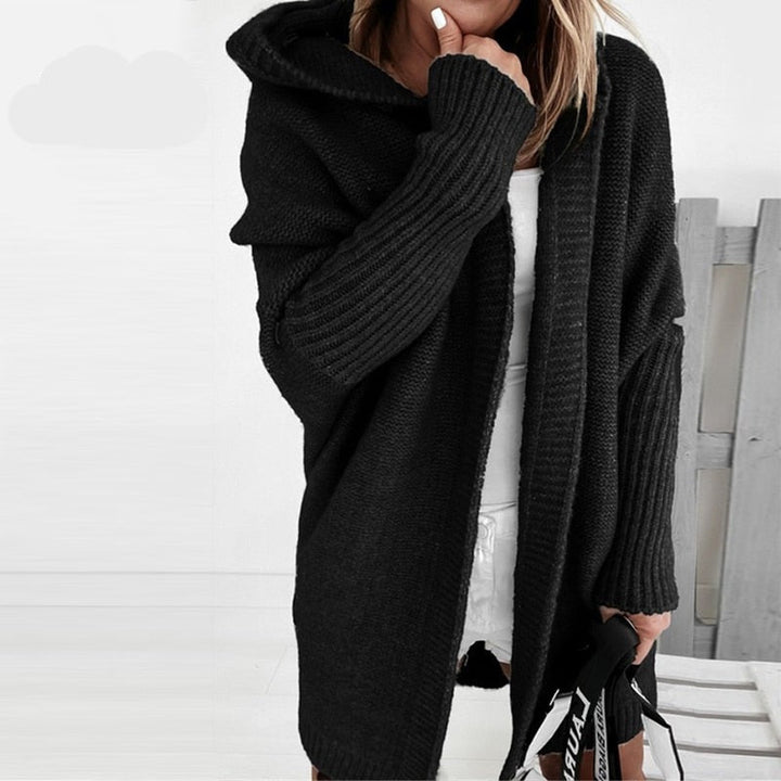 Cardigan Lungo Donna con Cappuccio Casual
