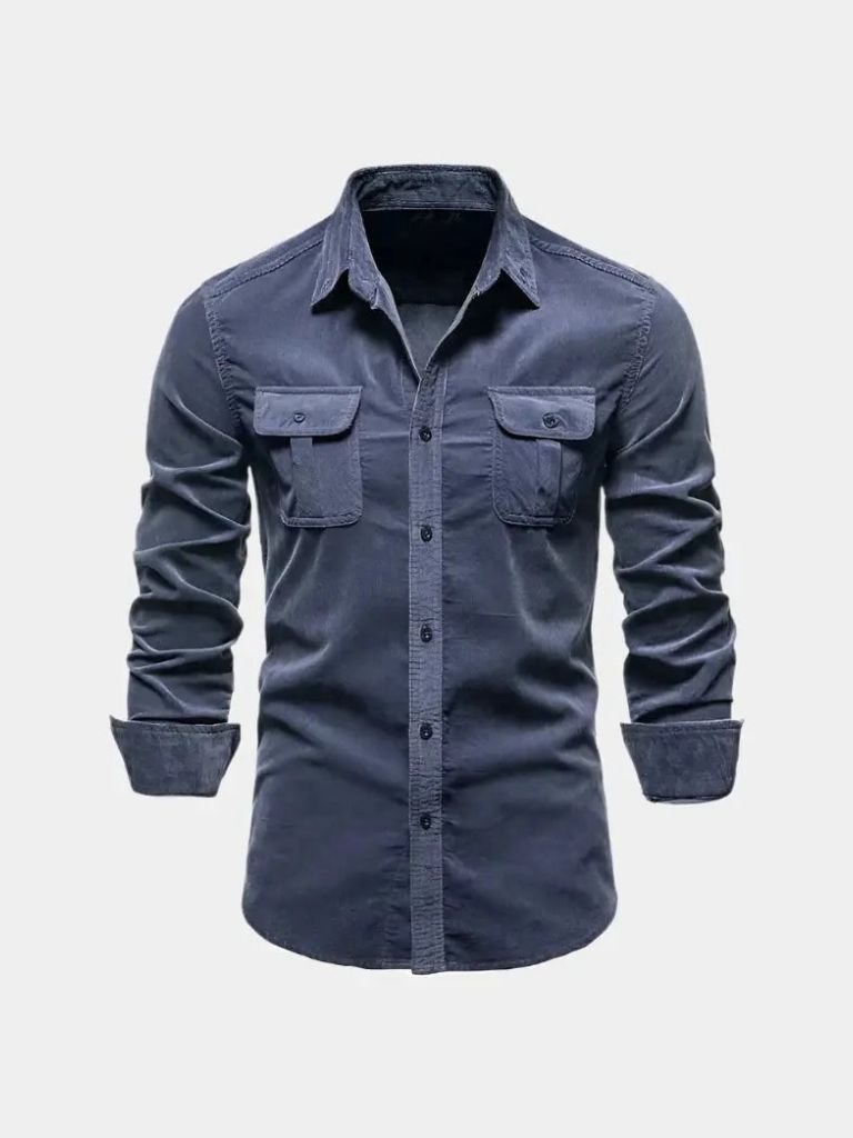 Camicia Uomo Velluto a Coste Stile Business Casual