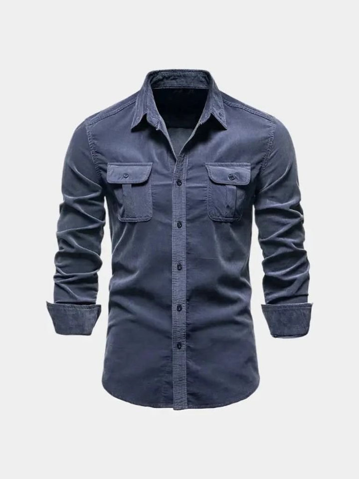 Camicia Uomo Velluto a Coste Stile Business Casual