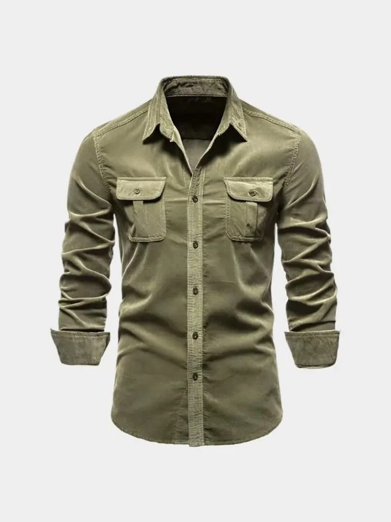 Camicia Uomo Velluto a Coste Stile Business Casual