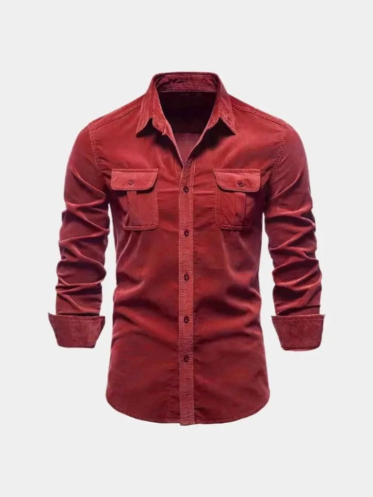 Camicia Uomo Velluto a Coste Stile Business Casual