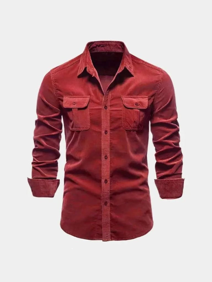 Camicia Uomo Velluto a Coste Stile Business Casual