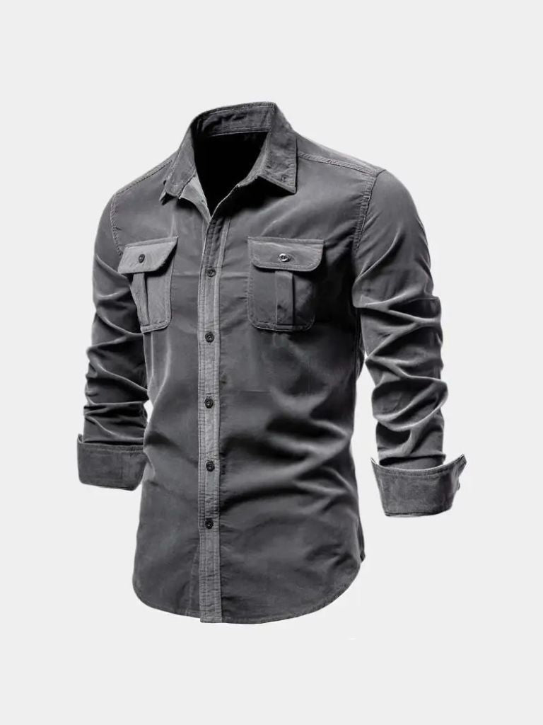 Camicia Uomo Velluto a Coste Stile Business Casual