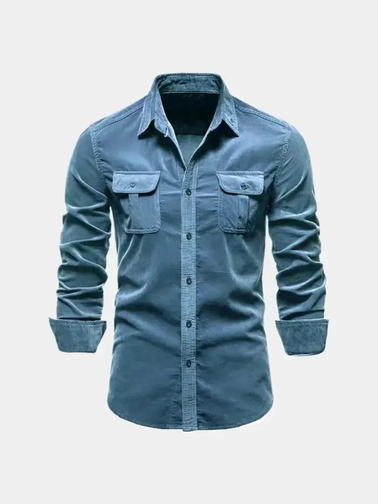 Camicia Uomo Velluto a Coste Stile Business Casual