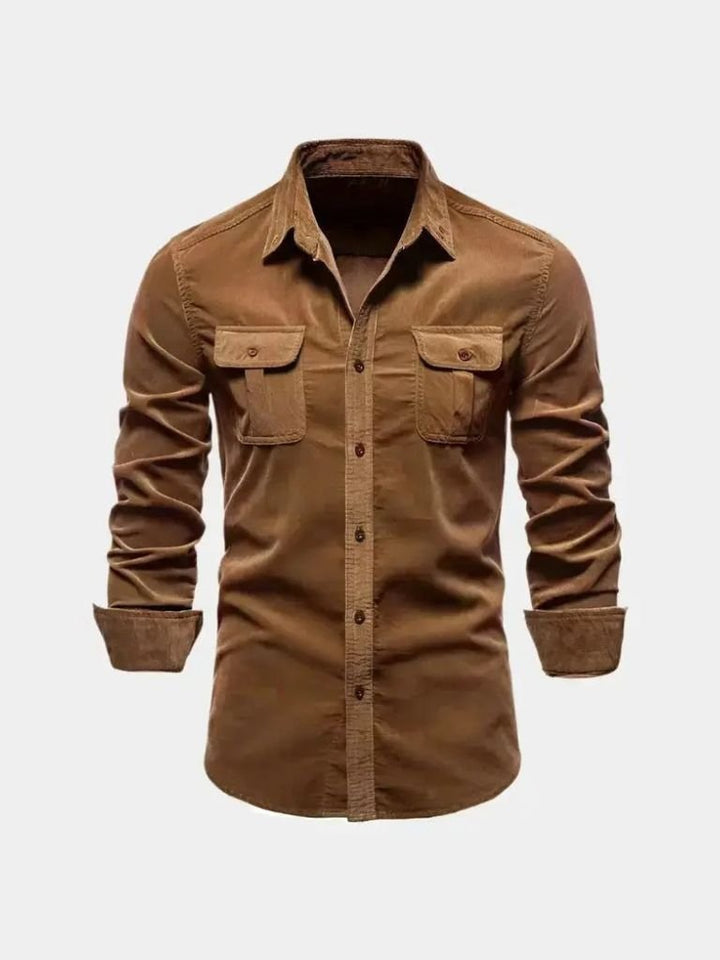 Camicia Uomo Velluto a Coste Stile Business Casual
