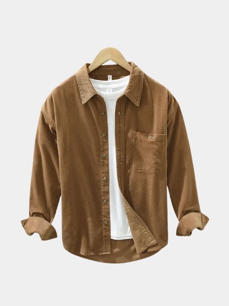 Camicia Uomo Velluto a Coste Casual Regular Fit
