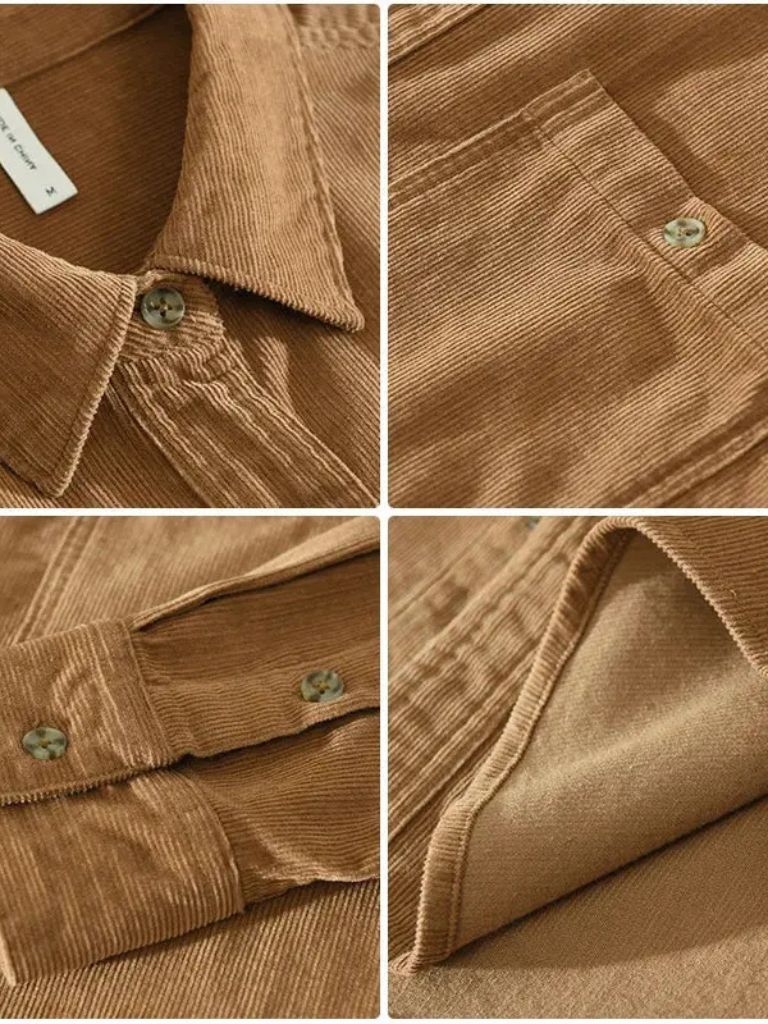 Camicia Uomo Velluto a Coste Casual Regular Fit