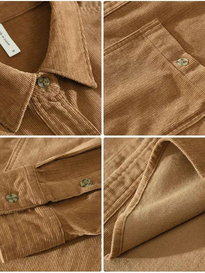 Camicia Uomo Velluto a Coste Casual Regular Fit