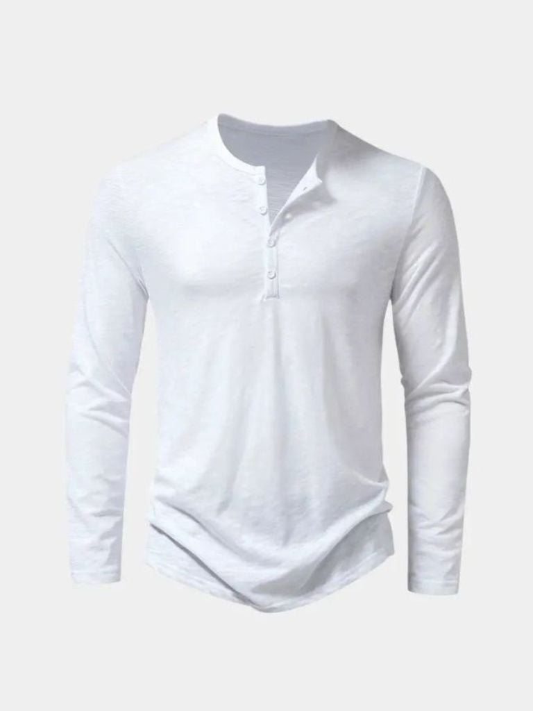 Maglietta Uomo Maniche Lunghe Collo Henley