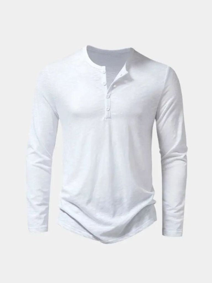 Maglietta Uomo Maniche Lunghe Collo Henley