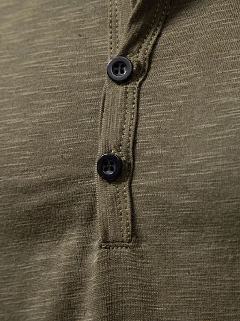 Maglietta Uomo Maniche Lunghe Collo Henley