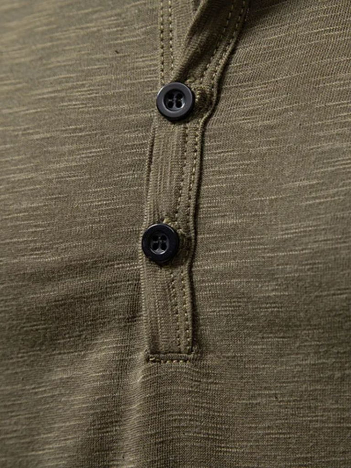Maglietta Uomo Maniche Lunghe Collo Henley
