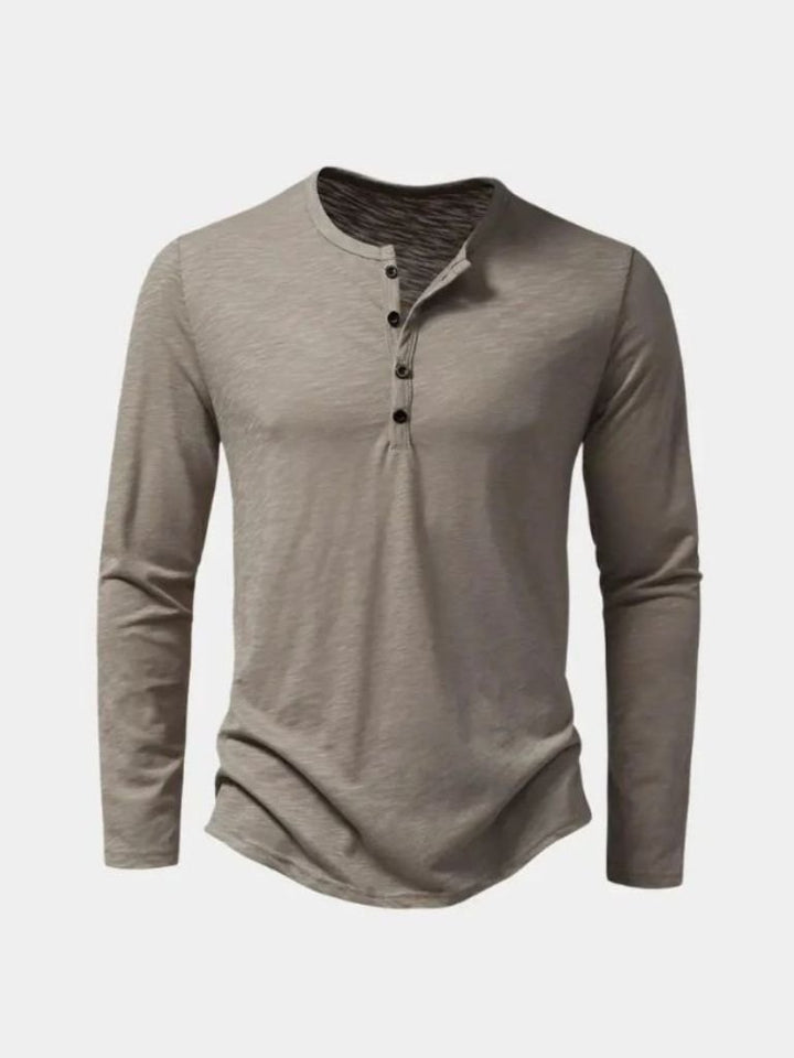 Maglietta Uomo Maniche Lunghe Collo Henley