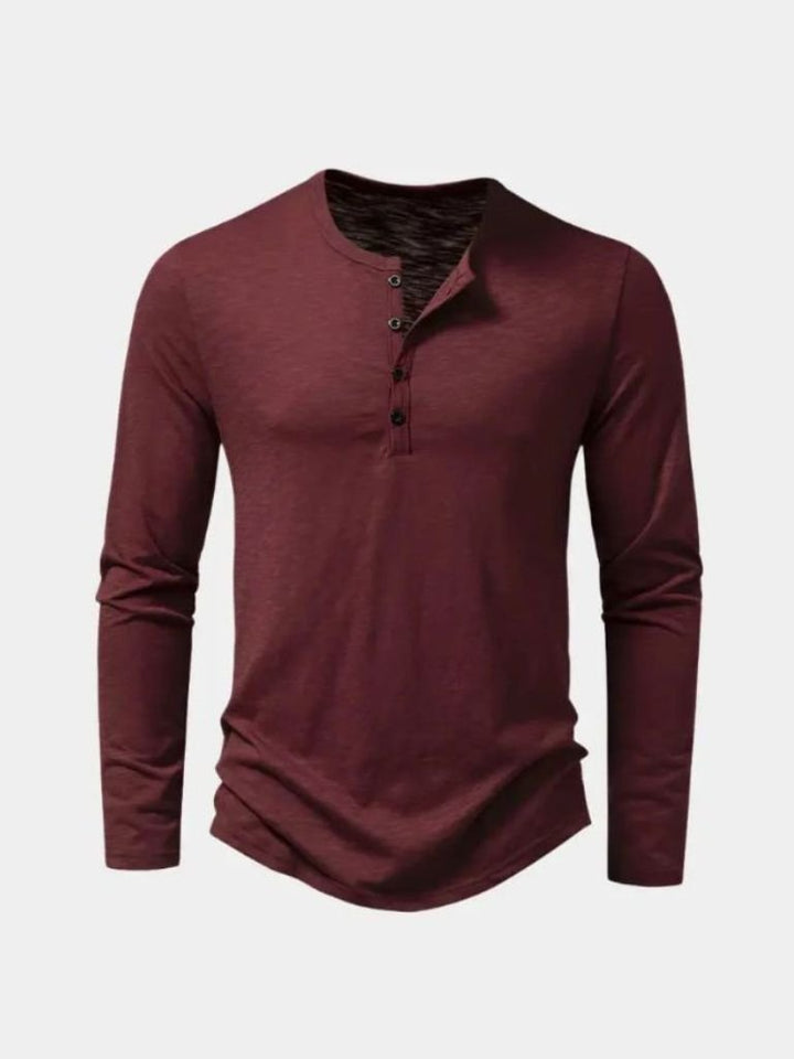 Maglietta Uomo Maniche Lunghe Collo Henley