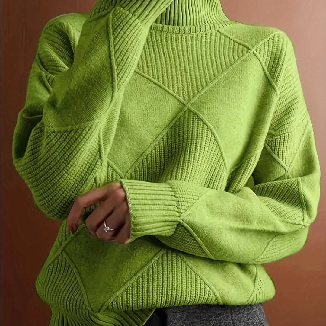 Maglione Donna Lavorato a Maglia Collo Alto