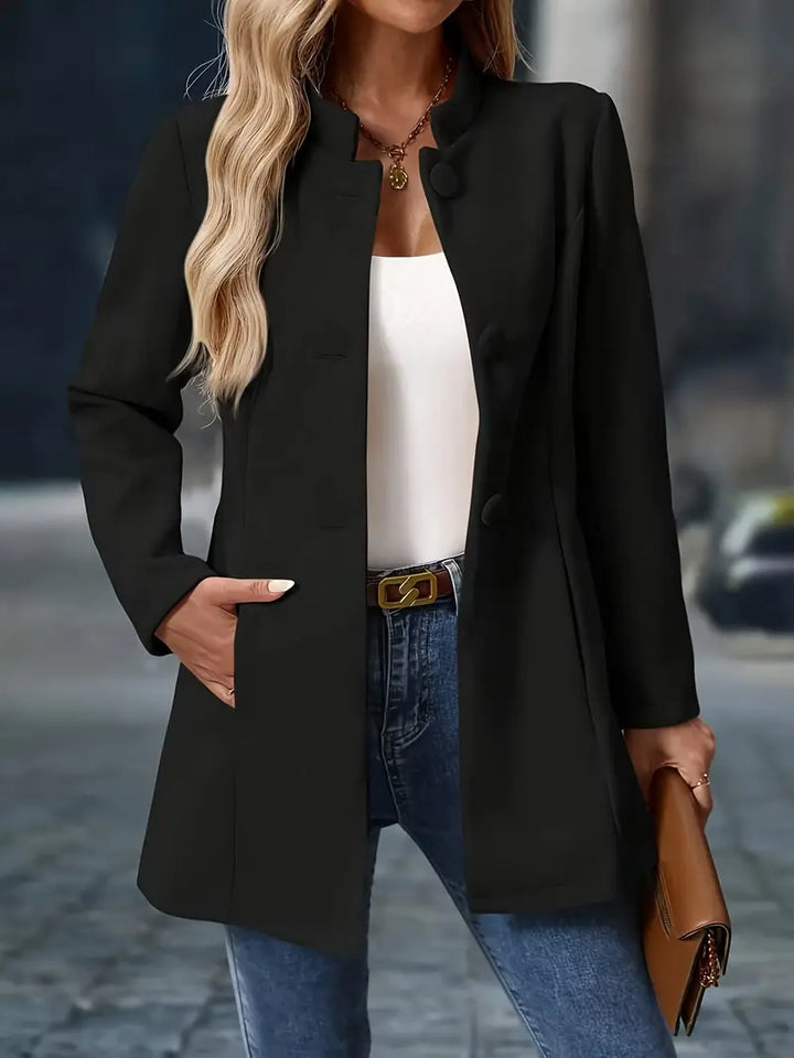Cappotto Invernale Donna Media Lunghezza Collo Alto Bottoni