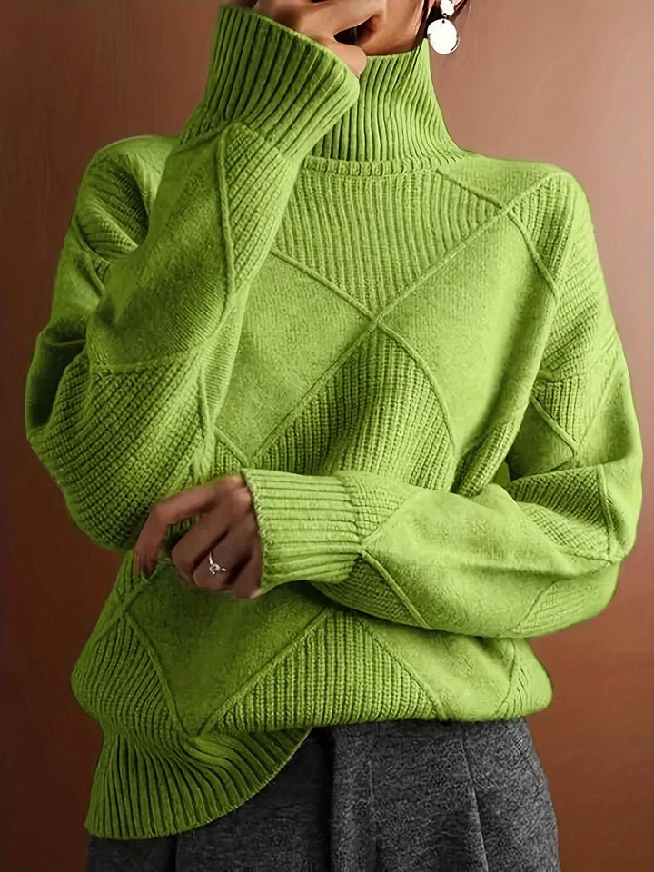 Maglione Donna Lavorato a Maglia Collo Alto