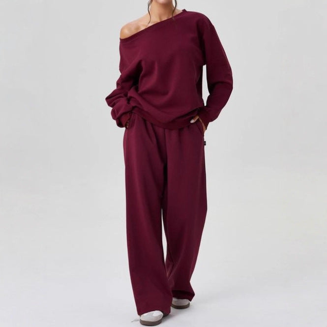 Set Due Pezzi Donna Casual Tessuto Morbido Spalle Scoperte
