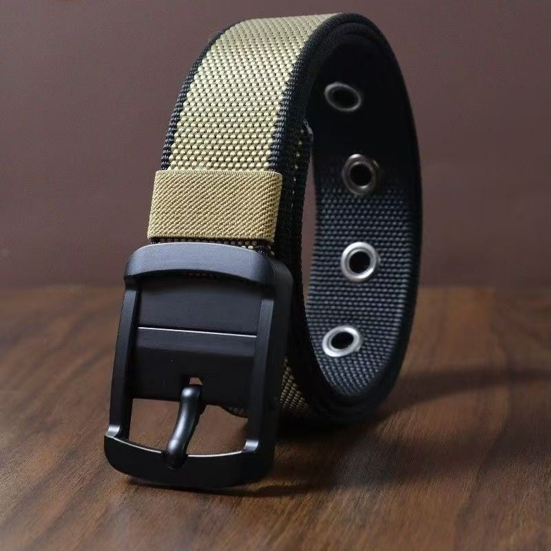 Cintura Uomo in Nylon Girevole con Fibbia Ad Ardiglione Bifacciale