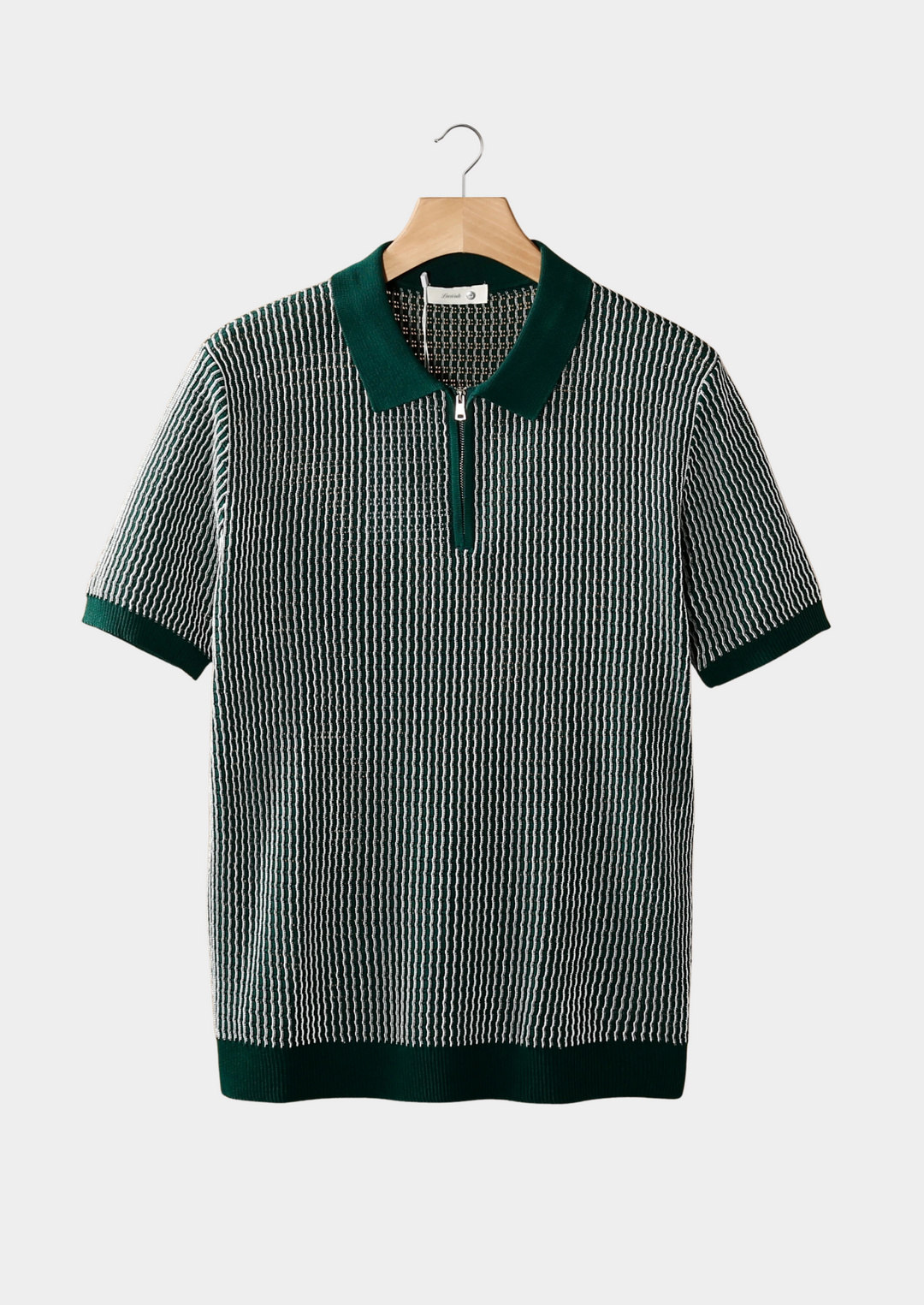 Polo Uomo in Maglia con Zip e Texture Geometrica Regular Fit - Vesarelli