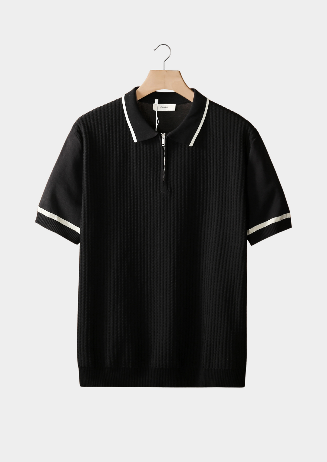 Polo Uomo in Cotone con Zip e Texture Nido d’Ape Slim Fit - Vesarelli