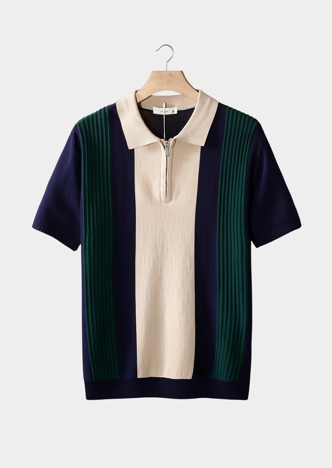 Polo Uomo con Zip in Cotone Design a Pannelli Slim Fit - Vesarelli