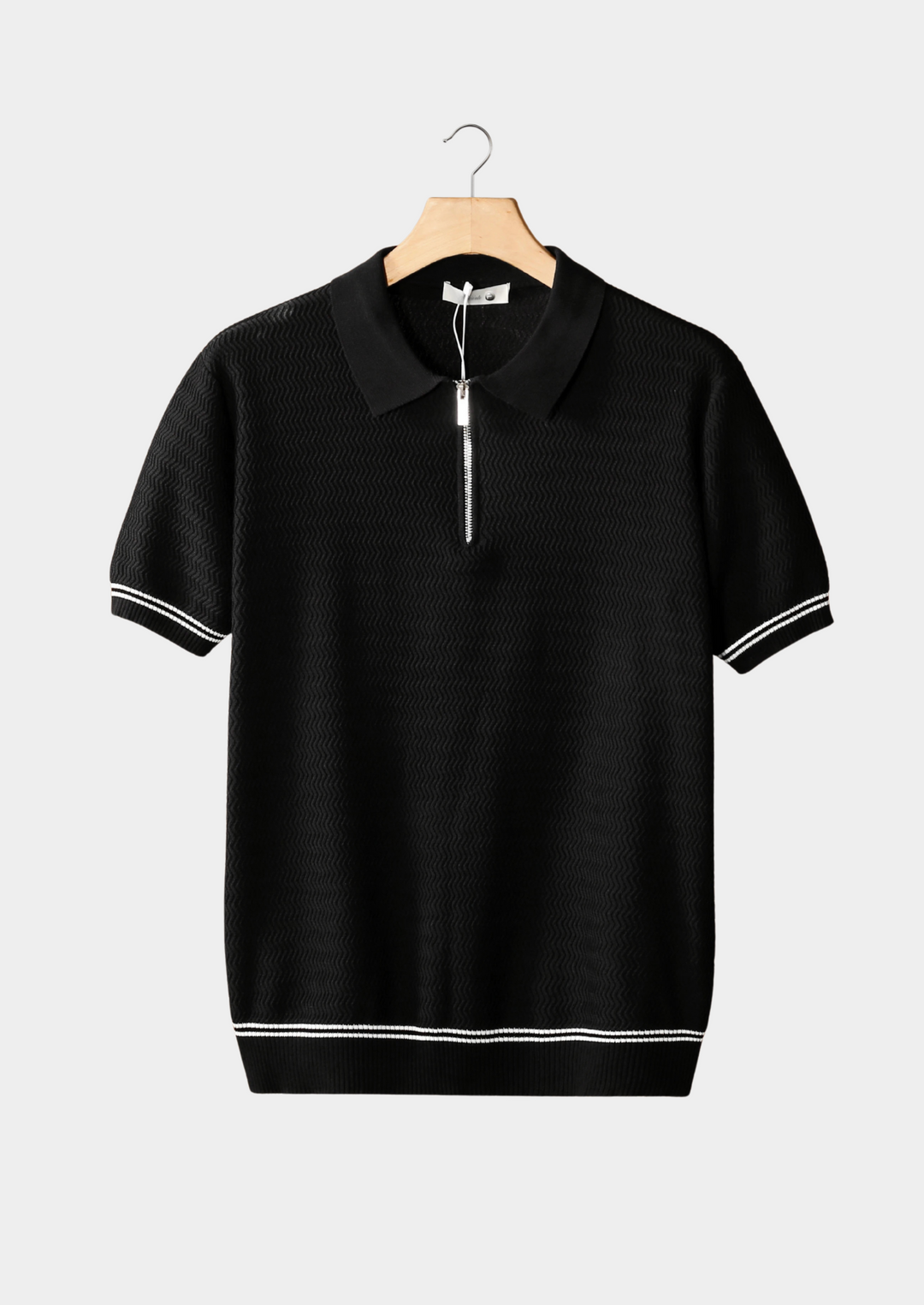 Polo Uomo con Zip e Texture Zig-Zag Vestibilità Casual - Vesarelli