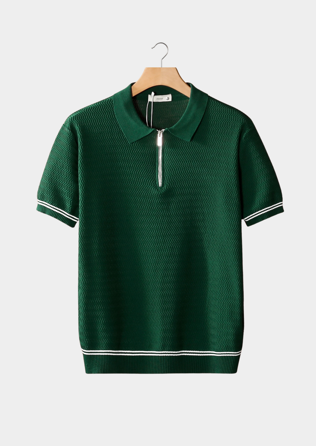 Polo Uomo con Zip Tessuto Texture Zig Zag Vestibilità Regular - Vesarelli
