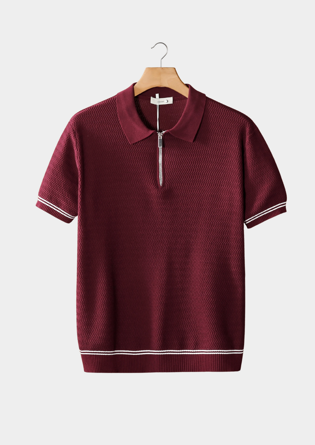 Polo Uomo con Zip Tessuto a Zig-Zag Stile Estivo Slim - Vesarelli
