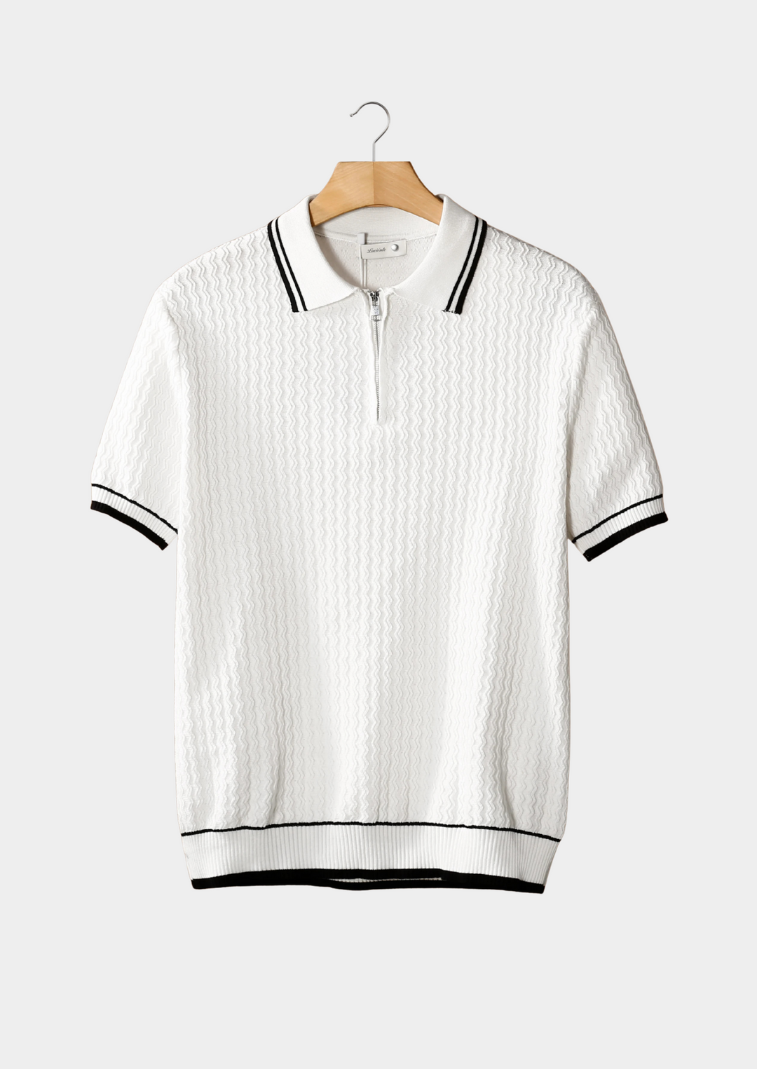 Polo Uomo con Zip e Texture Wavy Vestibilità Casual - Vesarelli