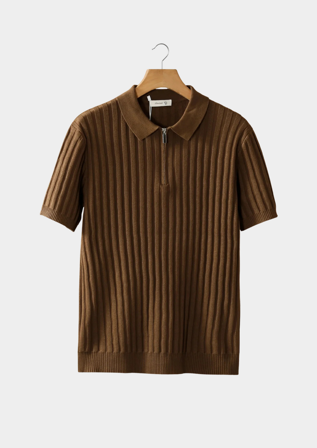 Polo Uomo Costine Zip Manica Corta Vestibilità Regolare - Vesarelli