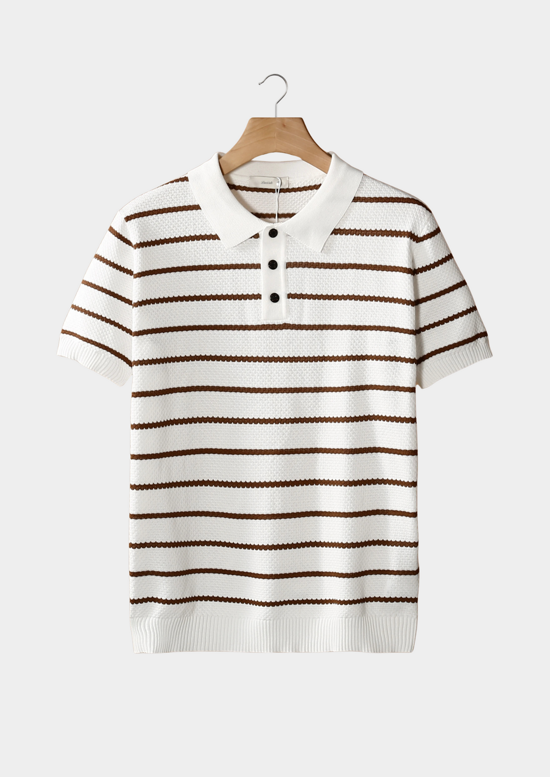 Polo Uomo Cotone Bottoni Texture a Righe Casual Estiva - Vesarelli