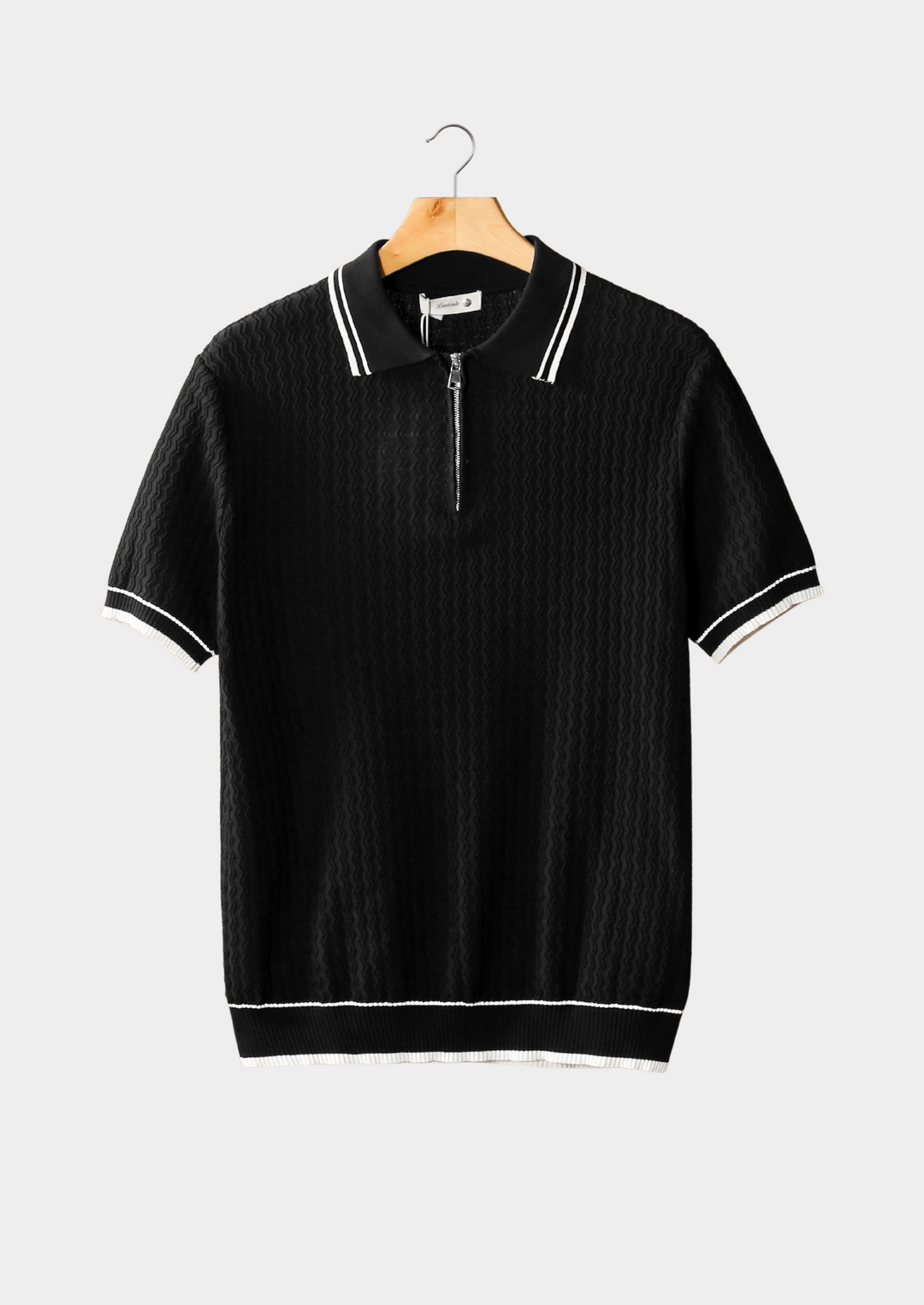 Polo Uomo Testurizzata con Zip Colletto Strutturato Casual - Vesarelli