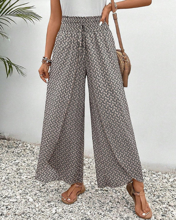 Pantaloni Donna in Tessuto Stampato Vestibilità Regular