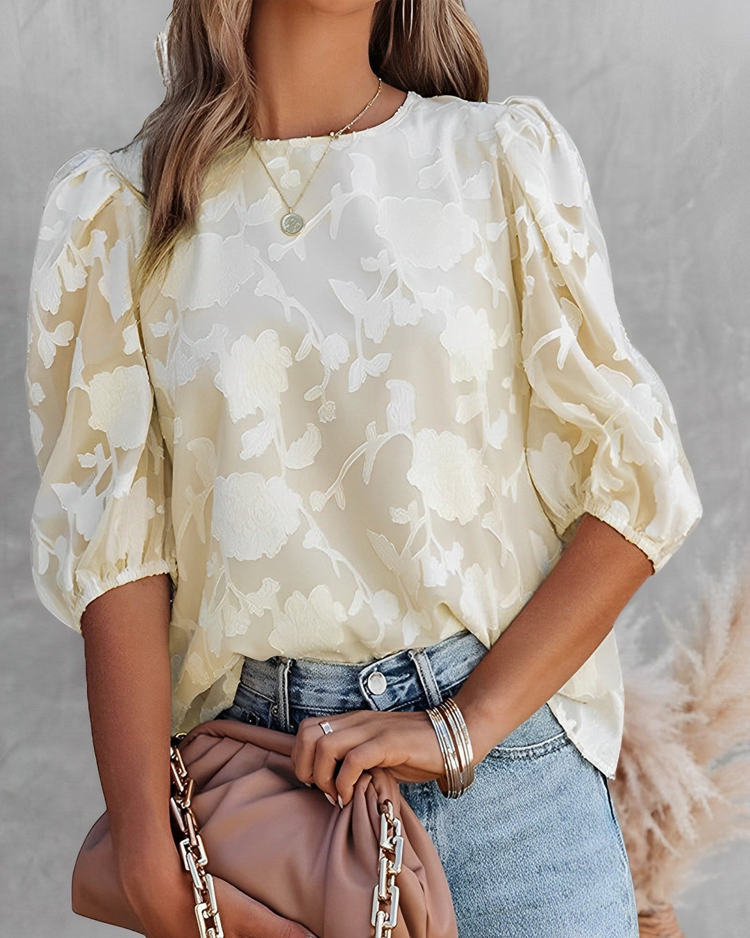 Camicetta Donna in Chiffon Maniche a Sbuffo