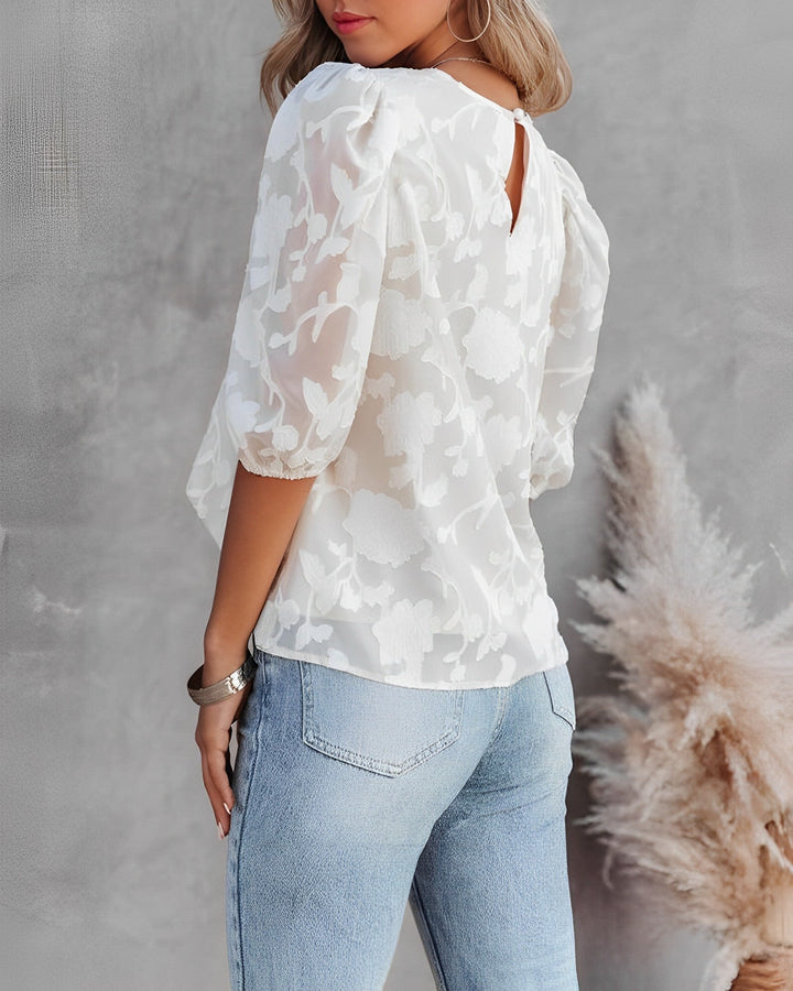 Camicetta Donna in Chiffon Maniche a Sbuffo