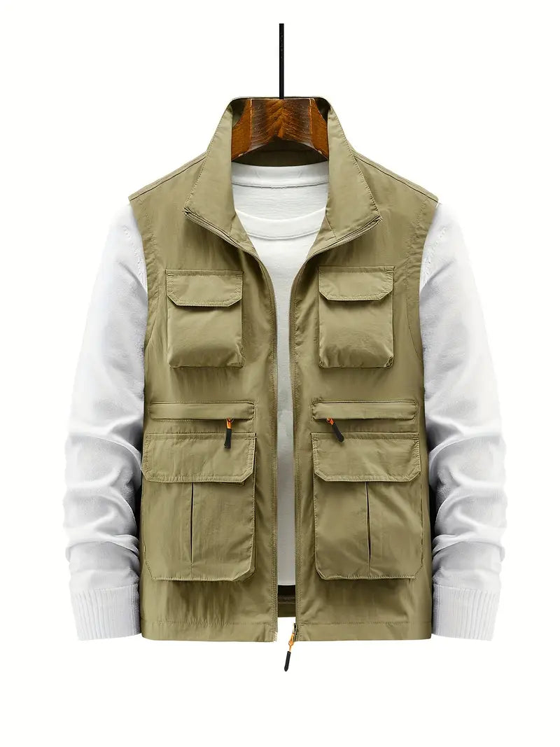 Gilet Uomo con Zip e Tasche Multiple Regular Fit