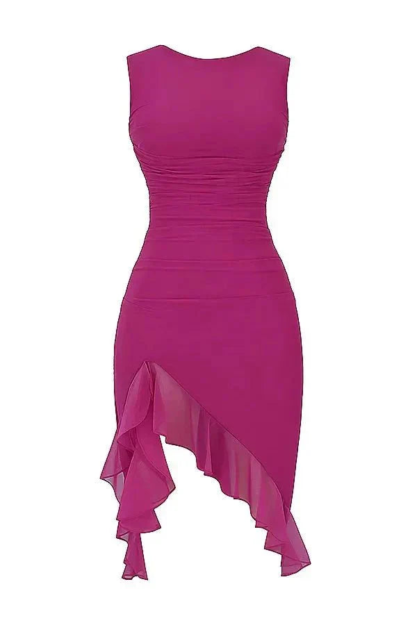 Abito Midi Donna Elegante Svasato Manica Corta