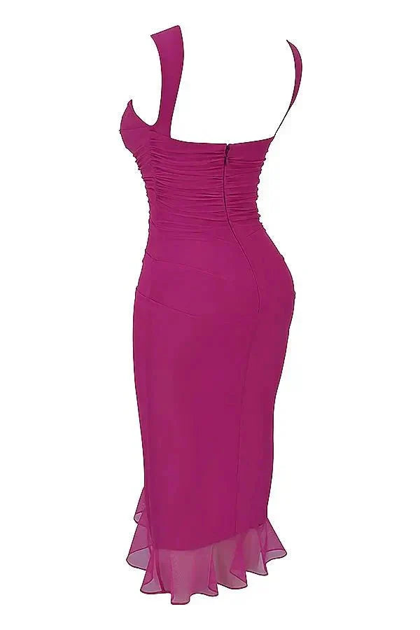 Abito Midi Donna Elegante Svasato Manica Corta