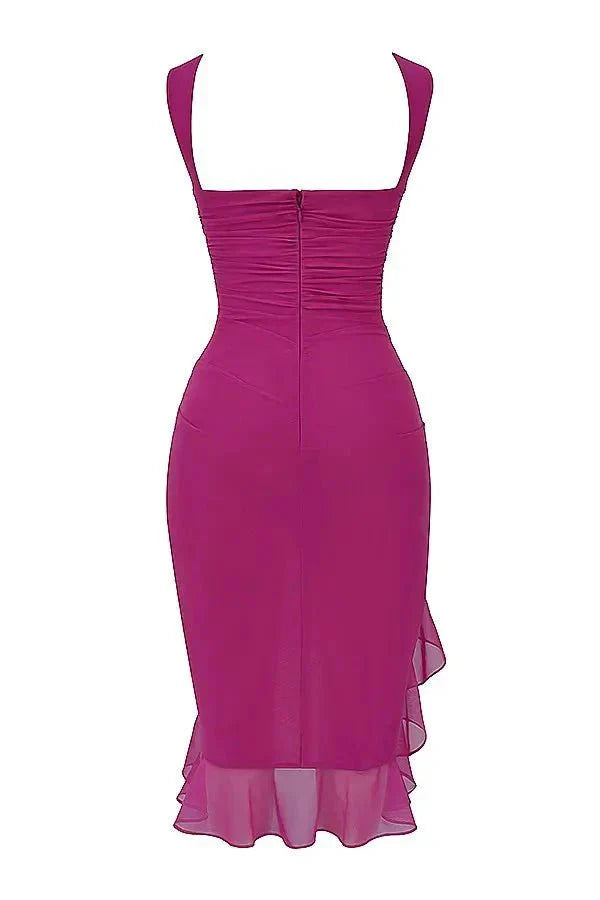 Abito Midi Donna Elegante Svasato Manica Corta