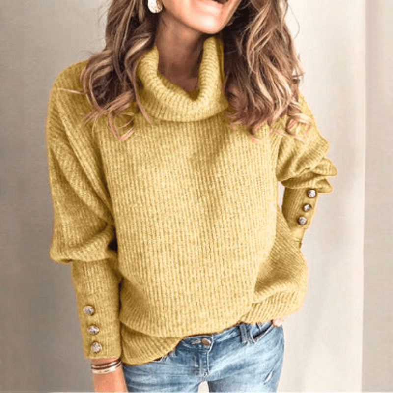 Maglione Dolcevita Donna Maglia Fine Maniche a Sbuffo
