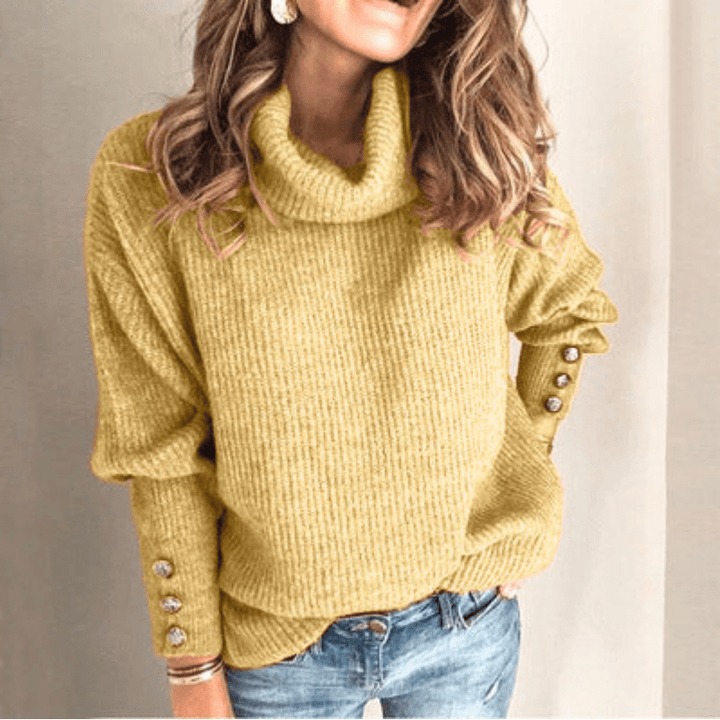 Maglione Dolcevita Donna Maglia Fine Maniche a Sbuffo