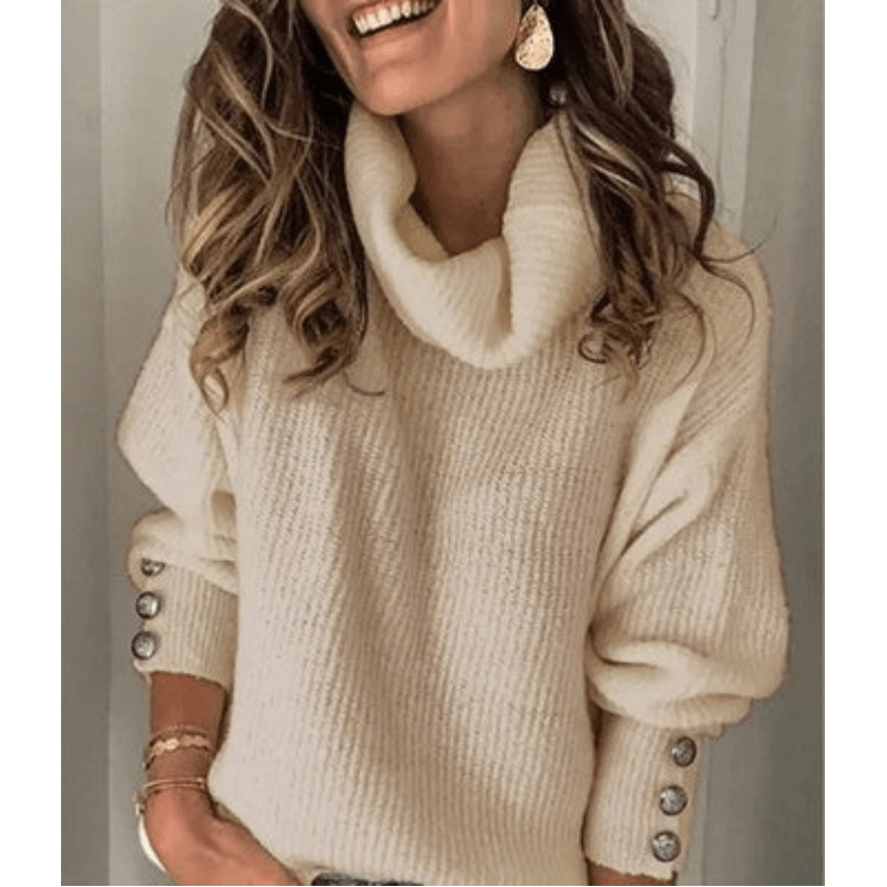 Maglione Dolcevita Donna Maglia Fine Maniche a Sbuffo