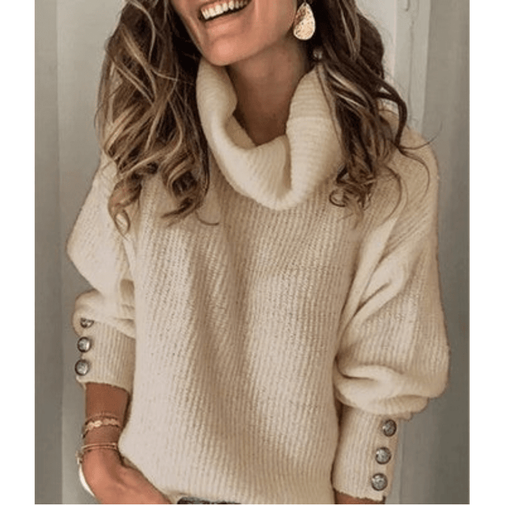 Maglione Dolcevita Donna Maglia Fine Maniche a Sbuffo