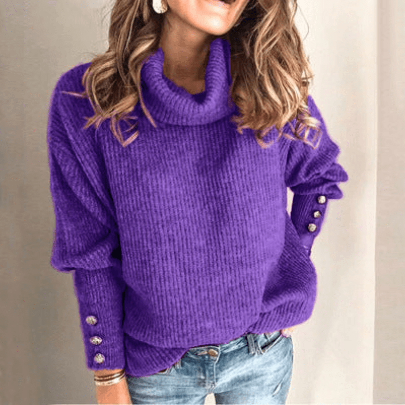 Maglione Dolcevita Donna Maglia Fine Maniche a Sbuffo