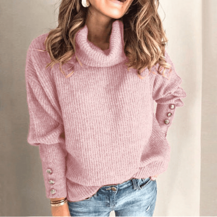 Maglione Dolcevita Donna Maglia Fine Maniche a Sbuffo
