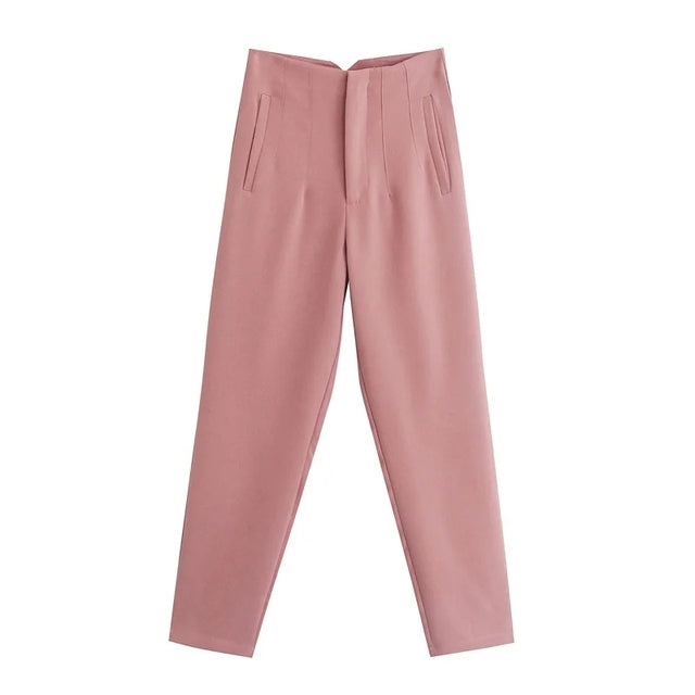 Pantaloni Donna Eleganti Vita Alta Stile Minimal Raffinato