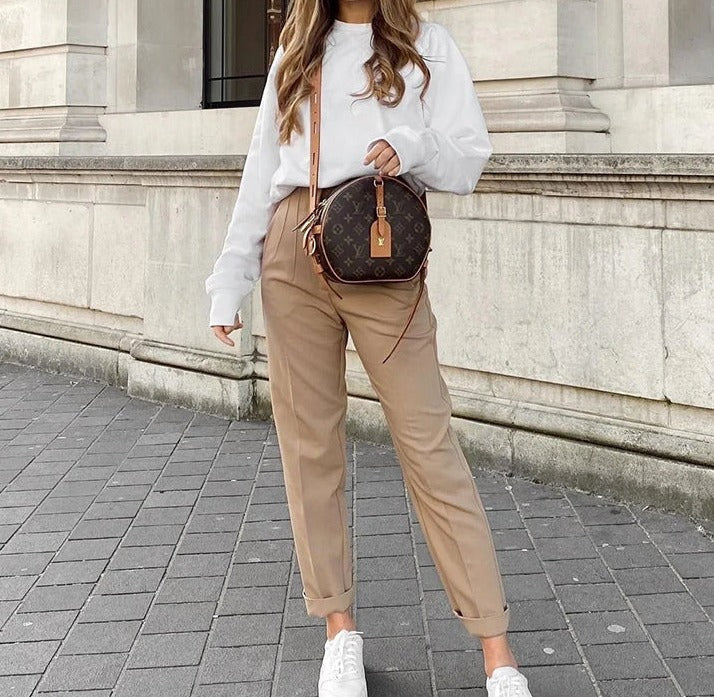 Pantaloni Donna Eleganti Vita Alta Stile Minimal Raffinato