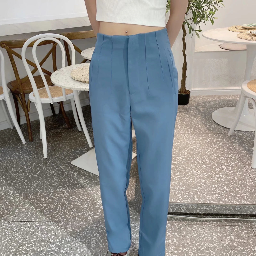 Pantaloni Donna Eleganti Vita Alta Stile Minimal Raffinato