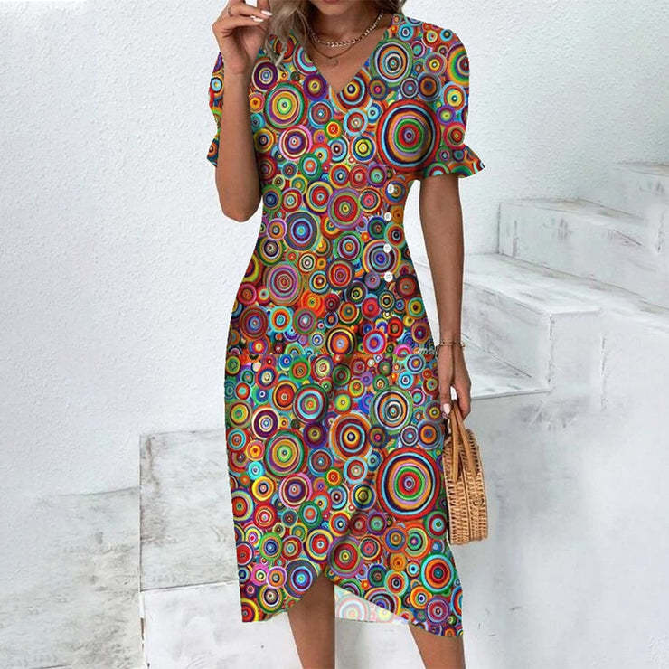 Abito Midi Donna Cotone Bottoni Stile Casual Estivo